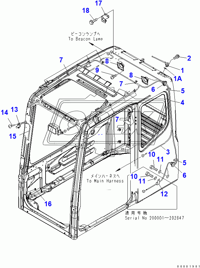  OPERATOR'S CAB (RADIO)(200001-250000)