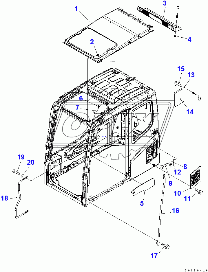  OPERATOR'S CAB (ACCESSORIES) (WITHOUT AIR CONDITIONER AND HEATER)(200001-250000)