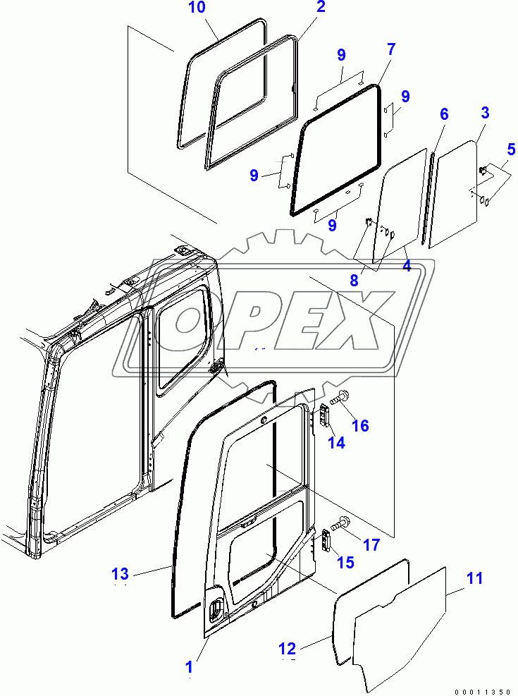  FLOOR FRAME (OPERATOR'S CAB) (DOOR)(250001-)