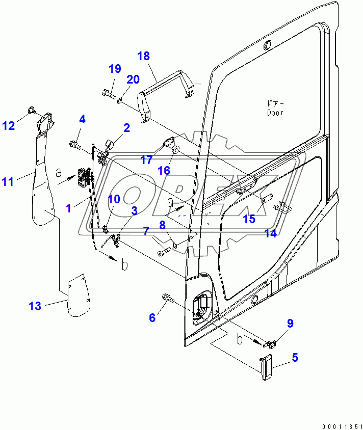  FLOOR FRAME (OPERATOR'S CAB) (DOOR LOCK)(250001-)