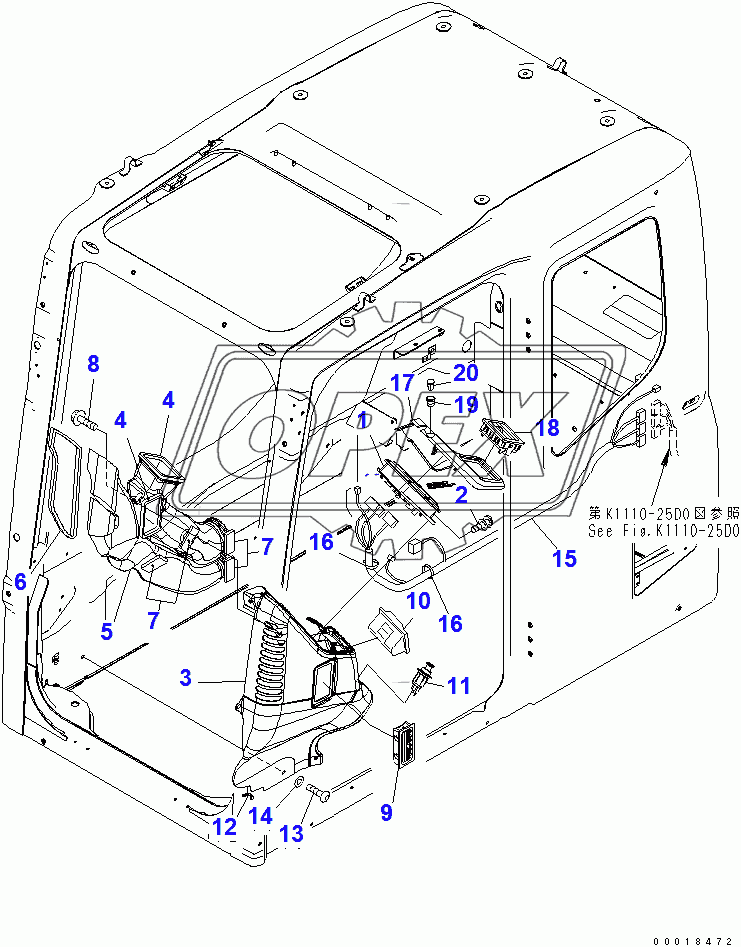  FLOOR FRAME (OPERATOR'S CAB) (MONITOR SYSTEM) (7SEGMENT MONITOR)(250001-)