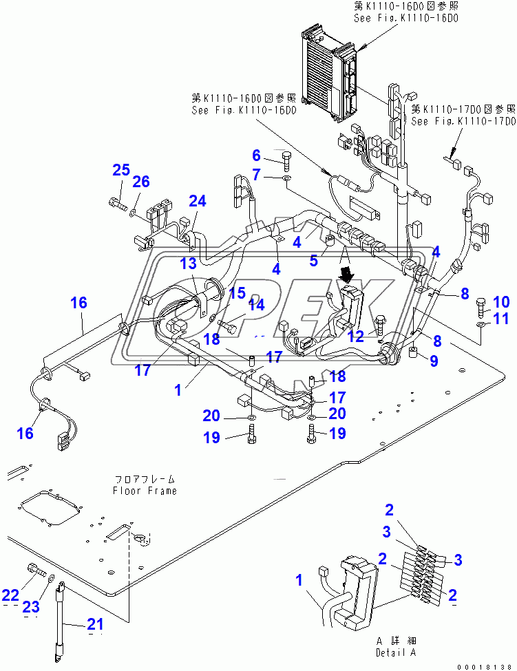  FLOOR FRAME (OPERATOR'S CAB) (HARNESS)(250001-253216)