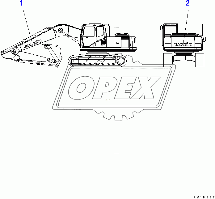  KOMATSU  LOGO (BOOM AND COUNTERWEIGHT)(250001-)