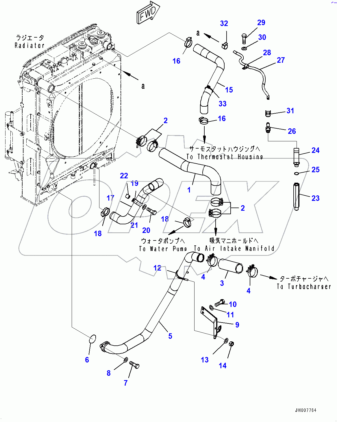  Cooling System, Aftercooler Piping (400001-)