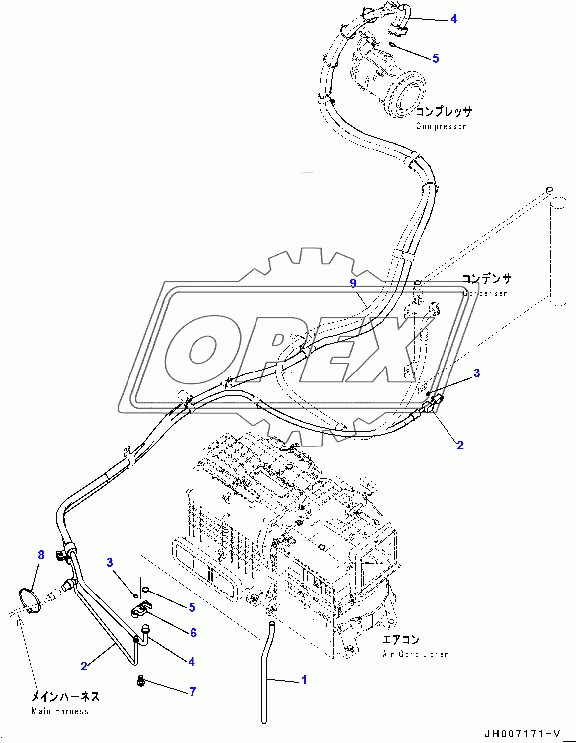  Cab, Floor, Air Conditioner Piping (400002-)