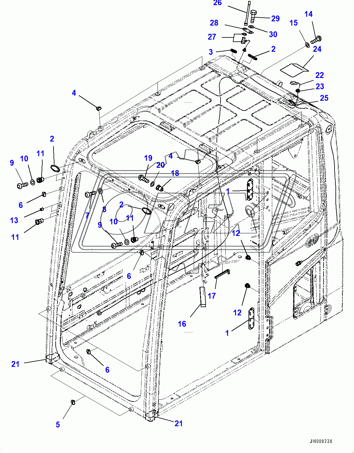  Cab, KOMTRAX Film Antenna (400001-)