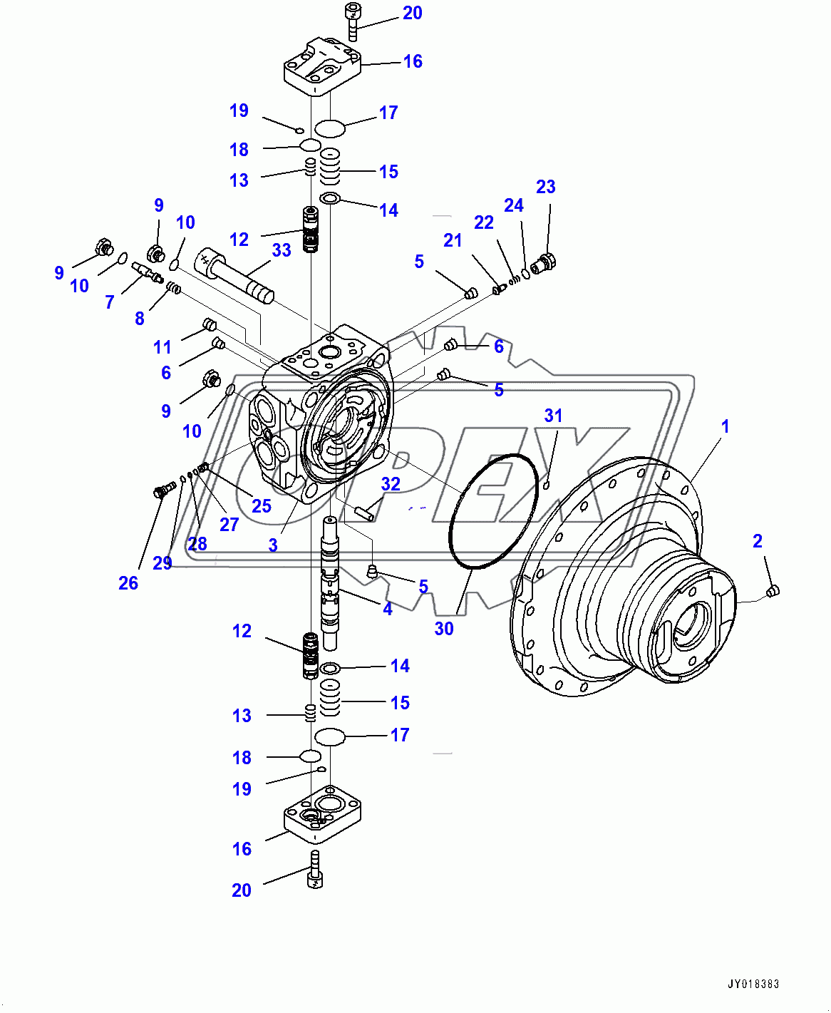  Travel Motor and Final Drive, Travel Motor  (1/2) (400001-400081)
