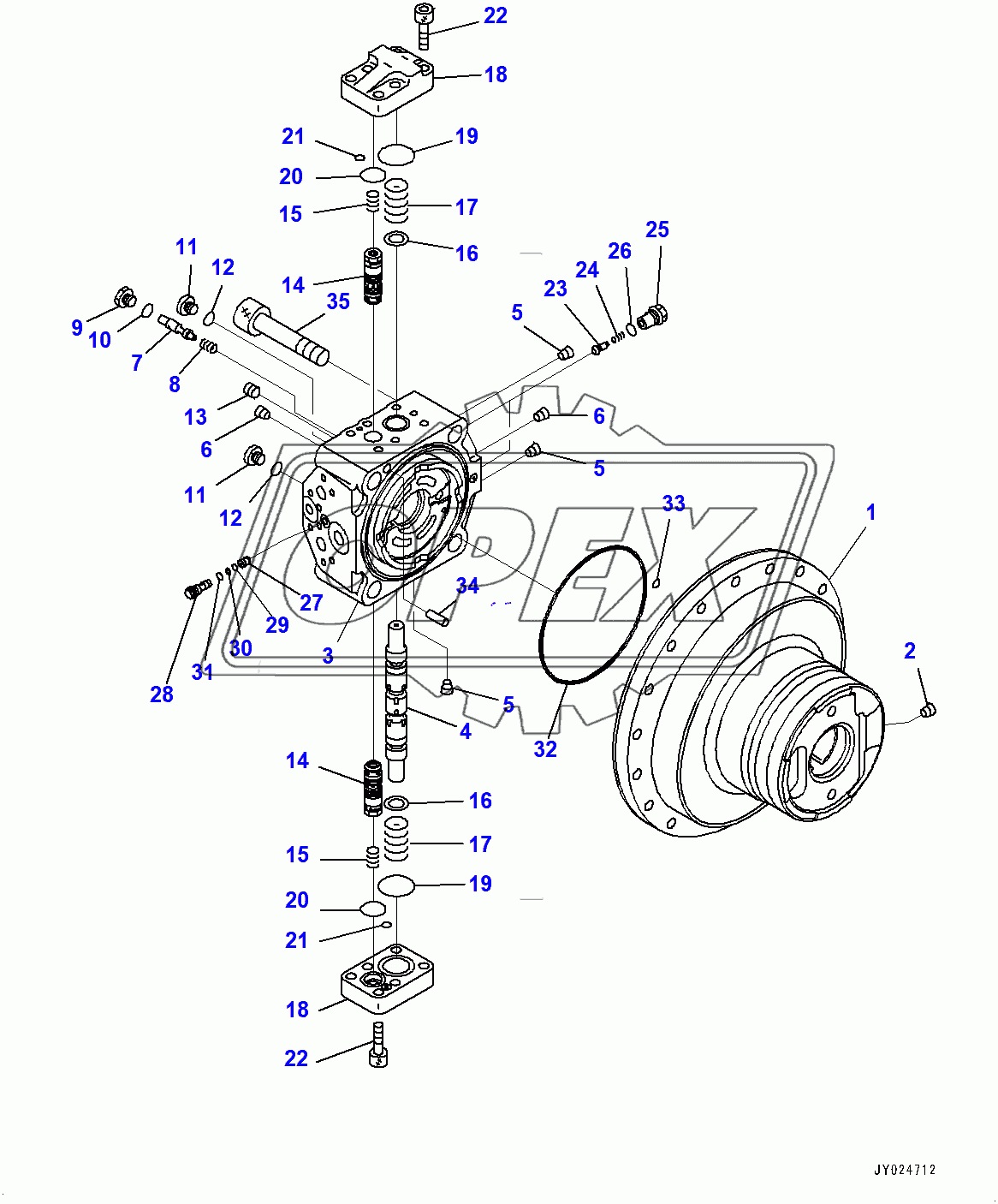  Travel Motor and Final Drive, Travel Motor, L.H. (1/2) (400127-)