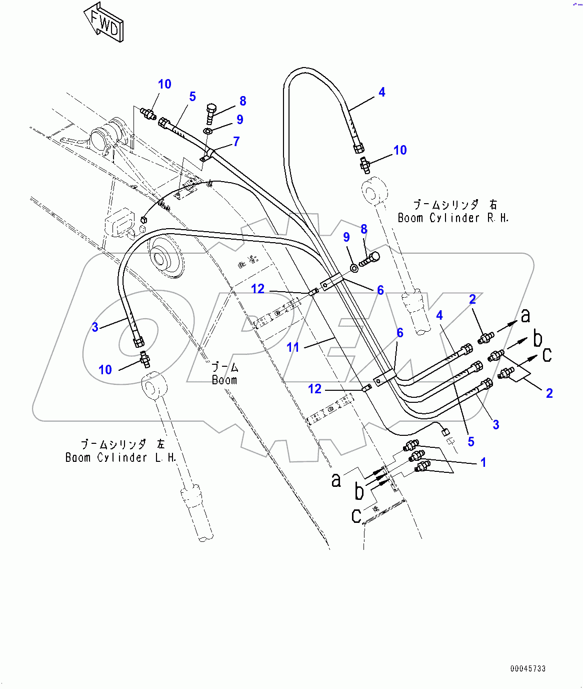  Boom, Lubrication Piping (400001-)