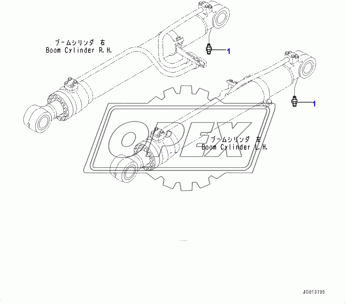  Boom Cylinder, Fitting (400001-) 1