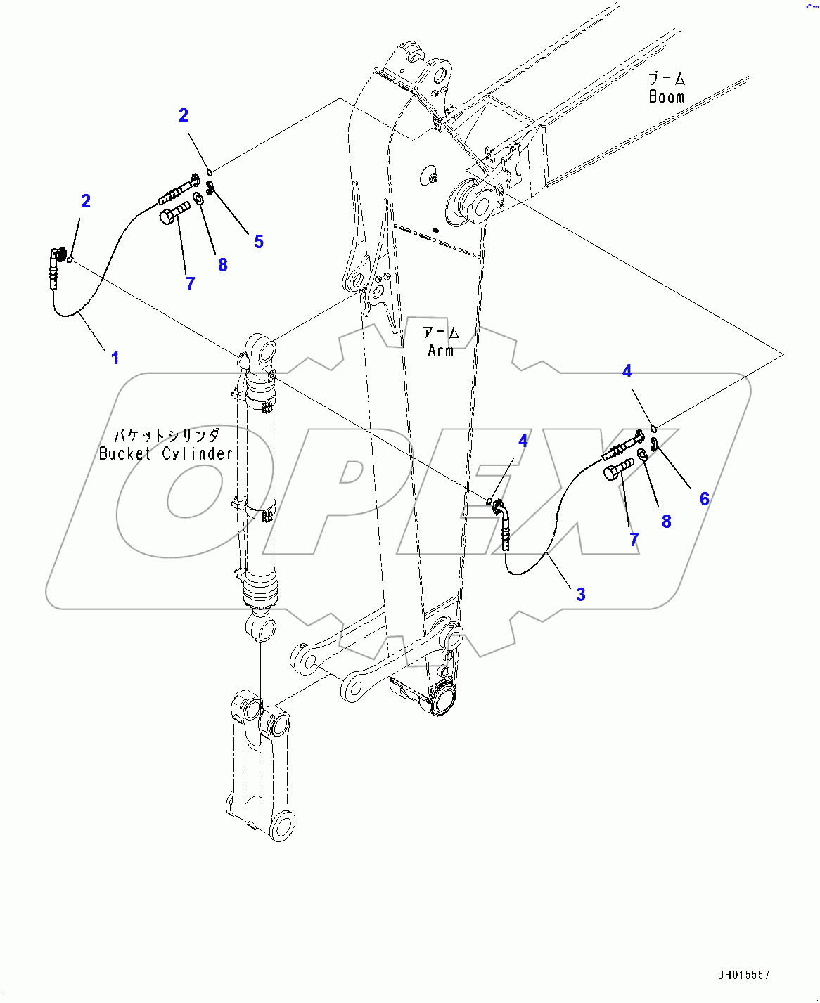  Arm, Bucket Cylinder Hose (400001-)