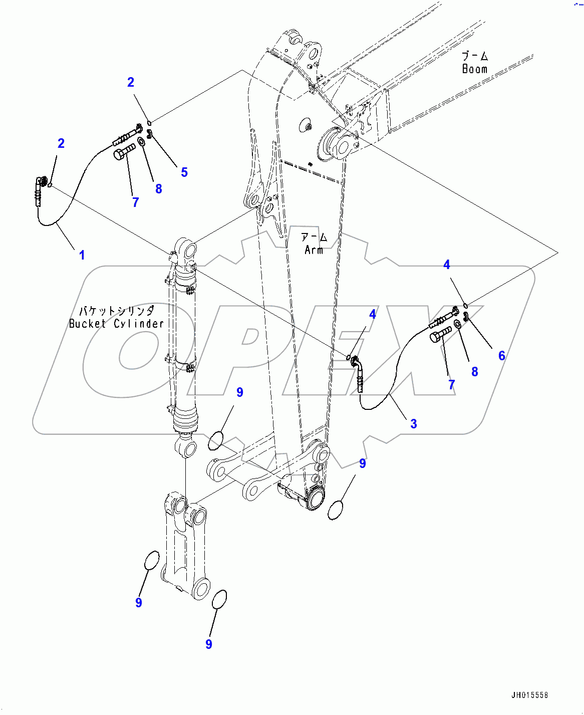  Arm, Bucket Cylinder Hose (400001-)