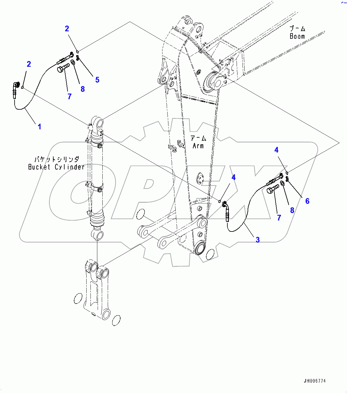  Arm, Bucket Cylinder Hose (400001-)