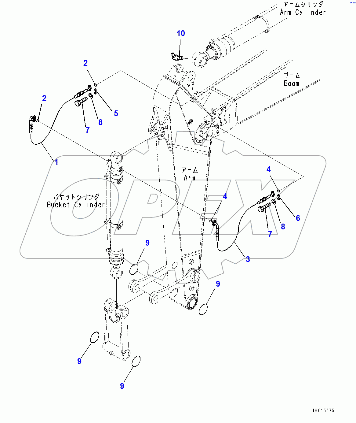  Arm, Bucket Cylinder Hose (400001-)