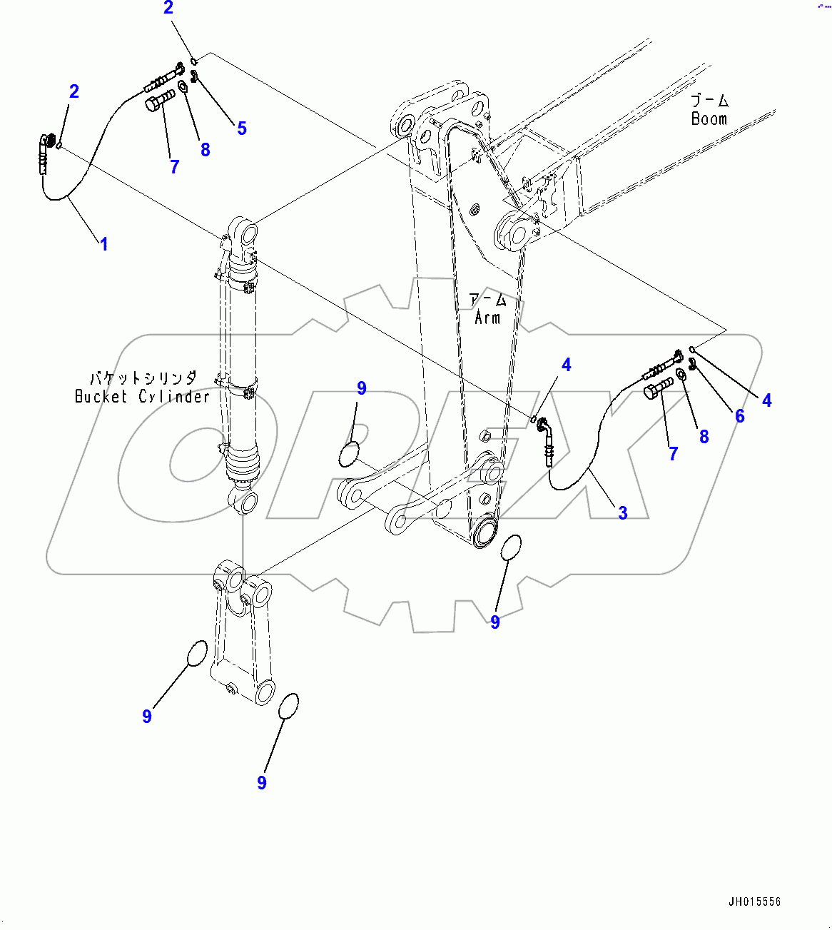  Arm, Bucket Cylinder Hose (400001-)