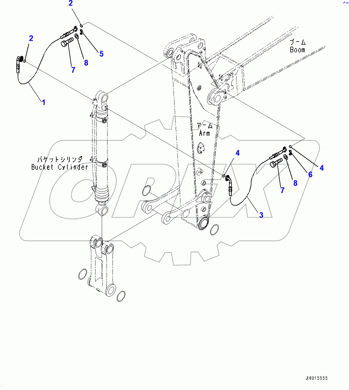  Arm, Bucket Cylinder Hose (400001-)