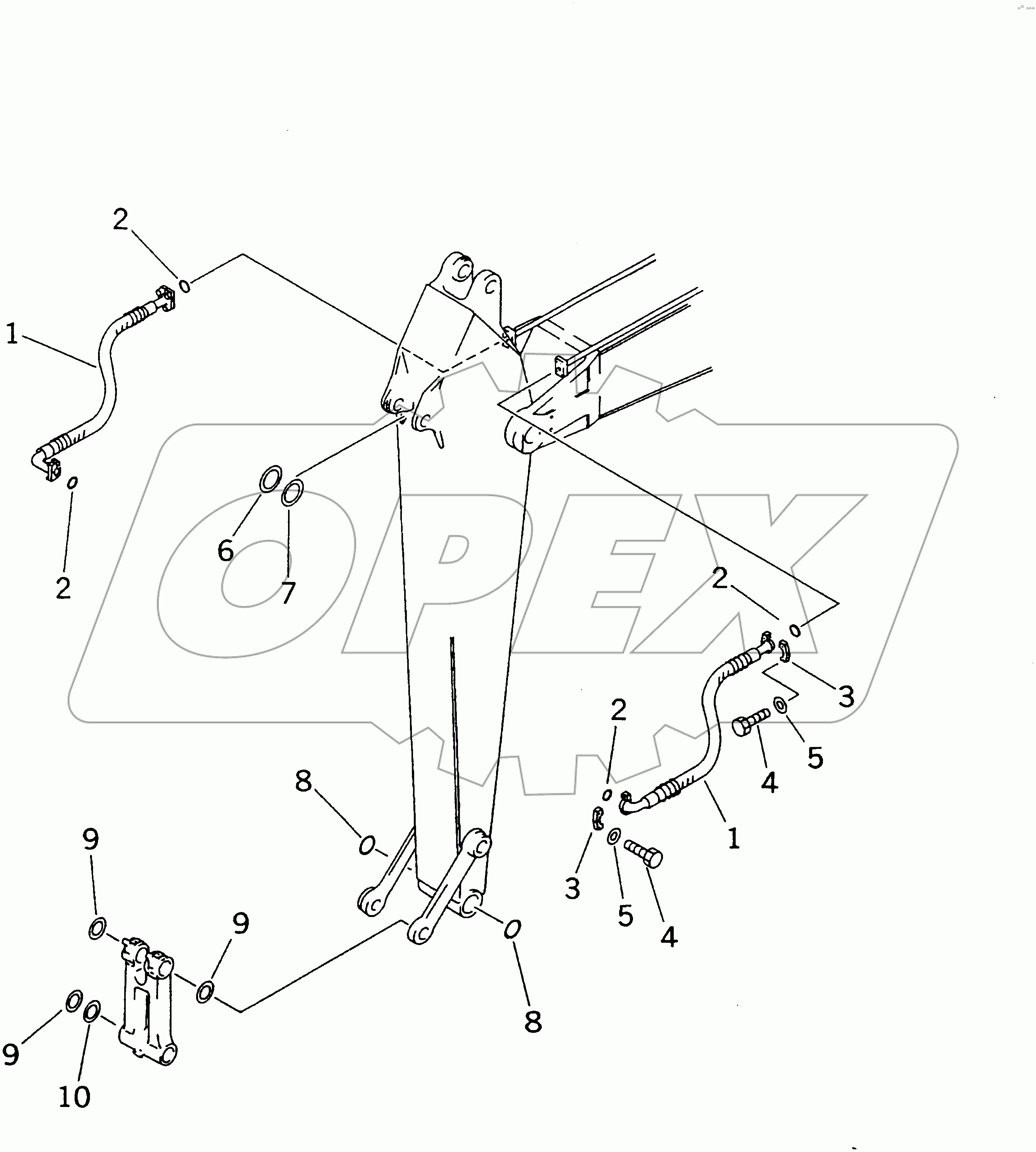  ARM (BUCKET CYLINDER HOSE AND SPACER)