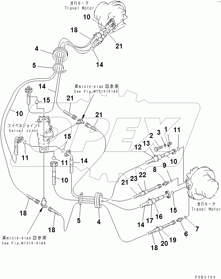  TRAVEL PIPING (TRAVEL SPEED 3RD)(#30690-)