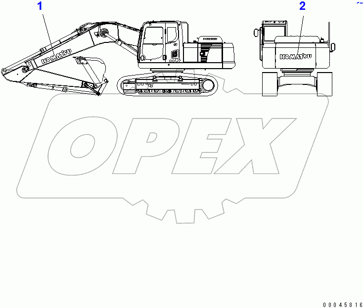  KOMATSU LOGO (BOOM AND COUNTERWEIGHT)