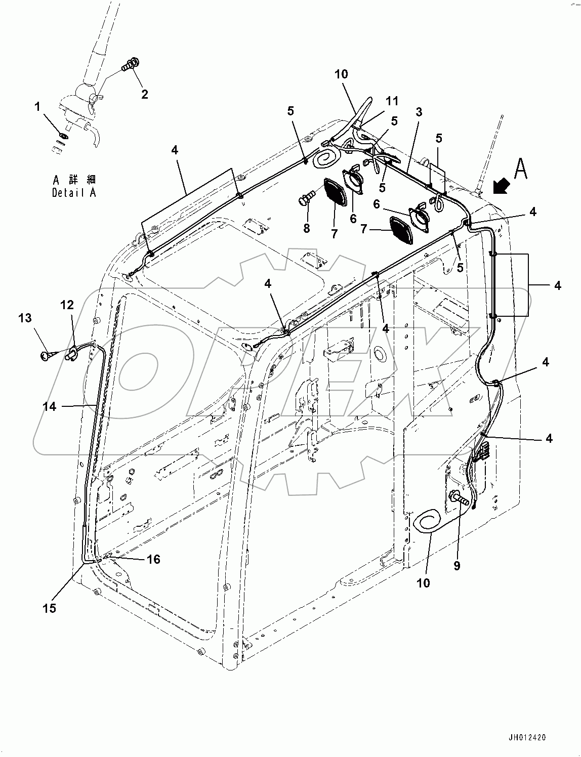  Cab, Speaker and Window Washer (#100001-)