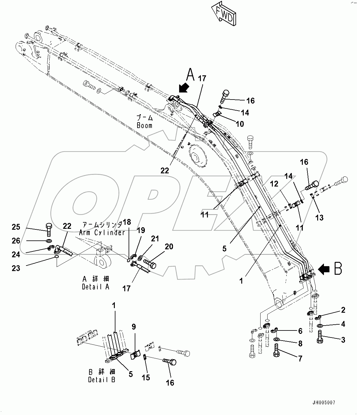  Boom, Arm Cylinder Piping (#100002-)