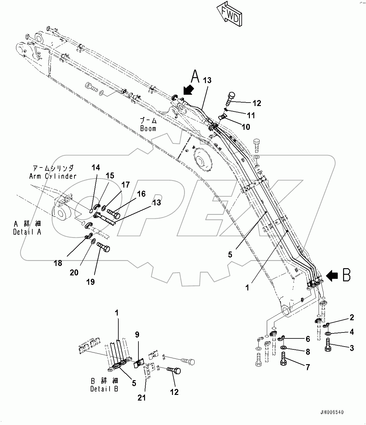  Boom, Arm Cylinder Piping (#100001-)