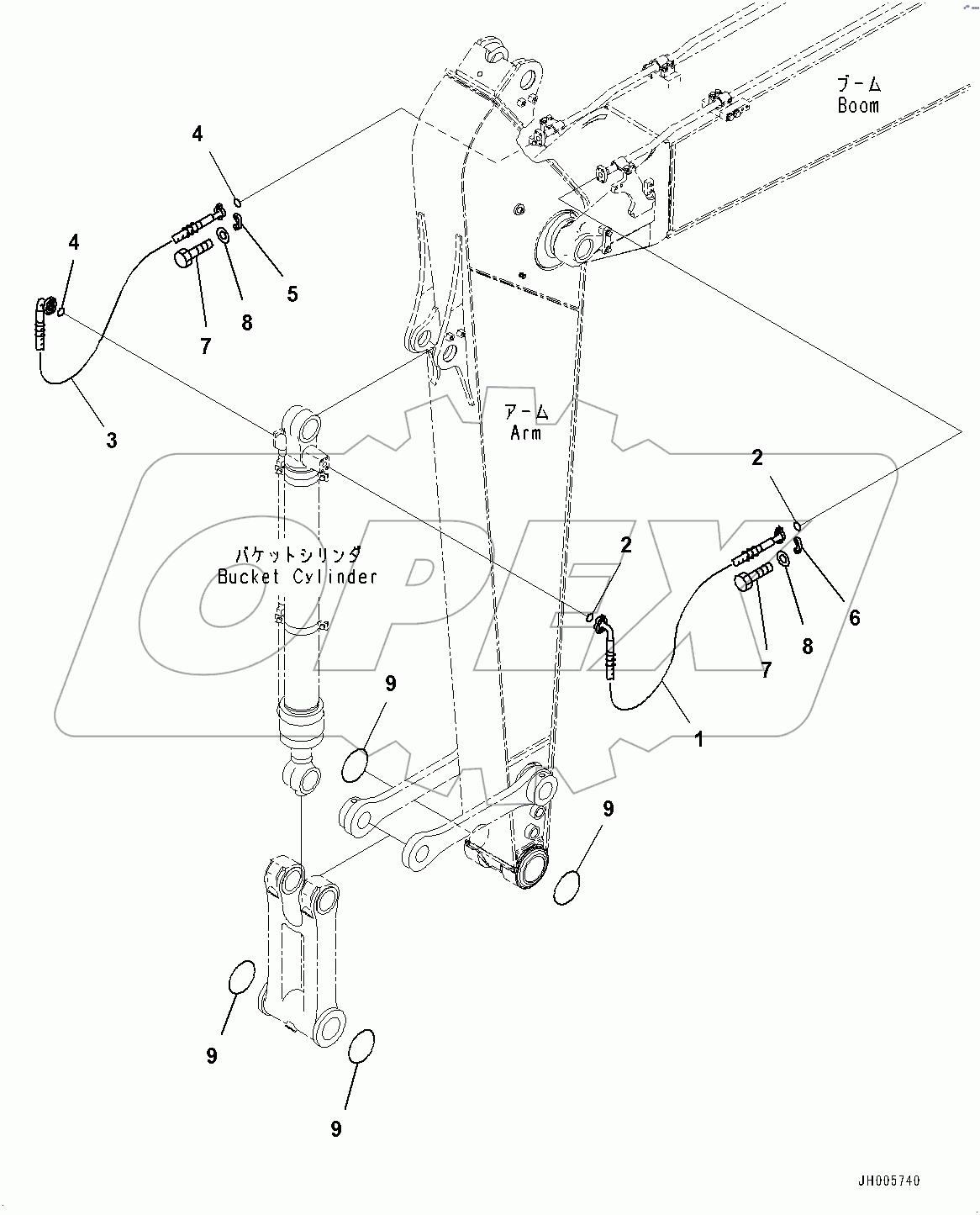  Arm, Bucket Cylinder Hose (#100002-)