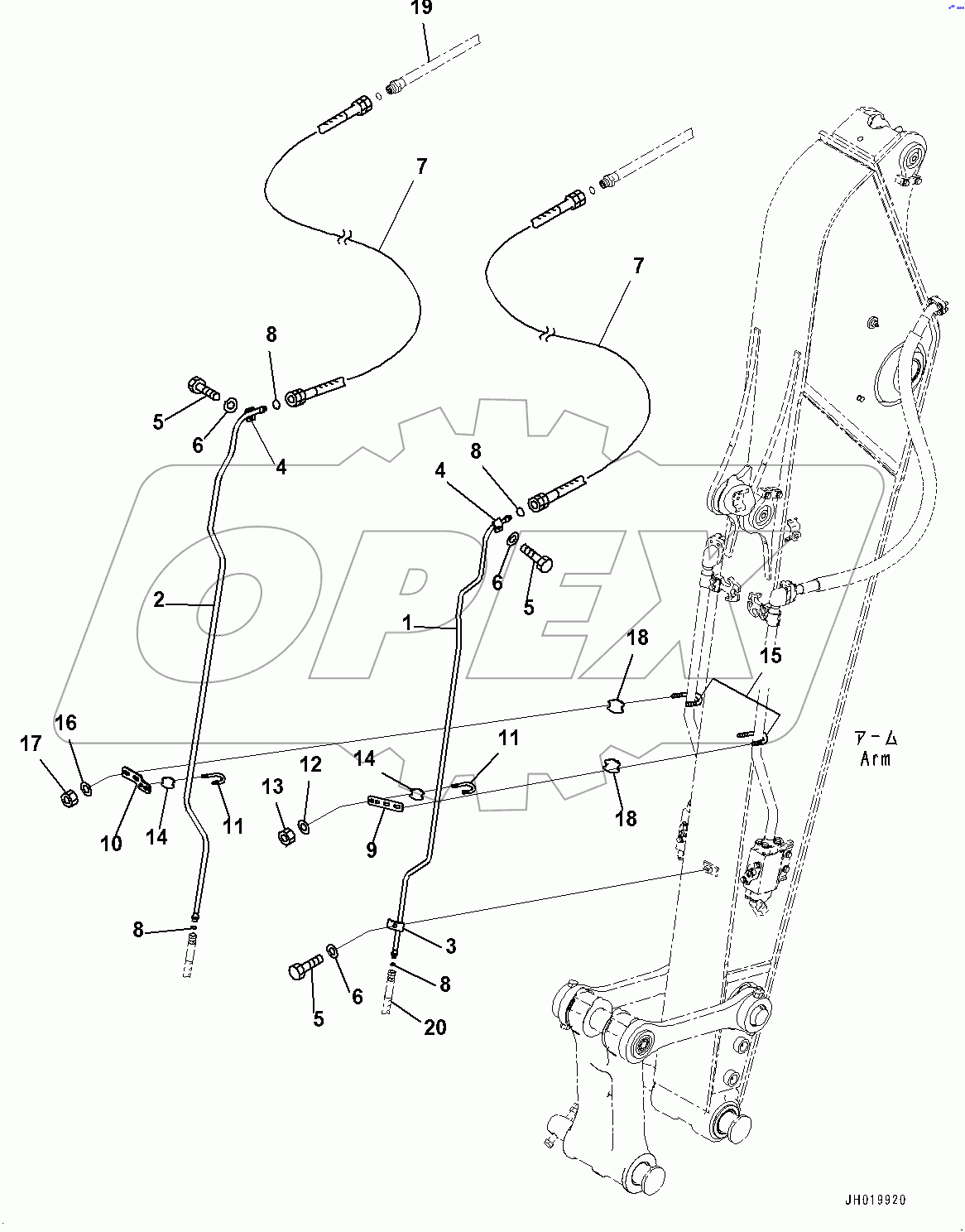  Arm, Quick Coupler Piping (#100001-)