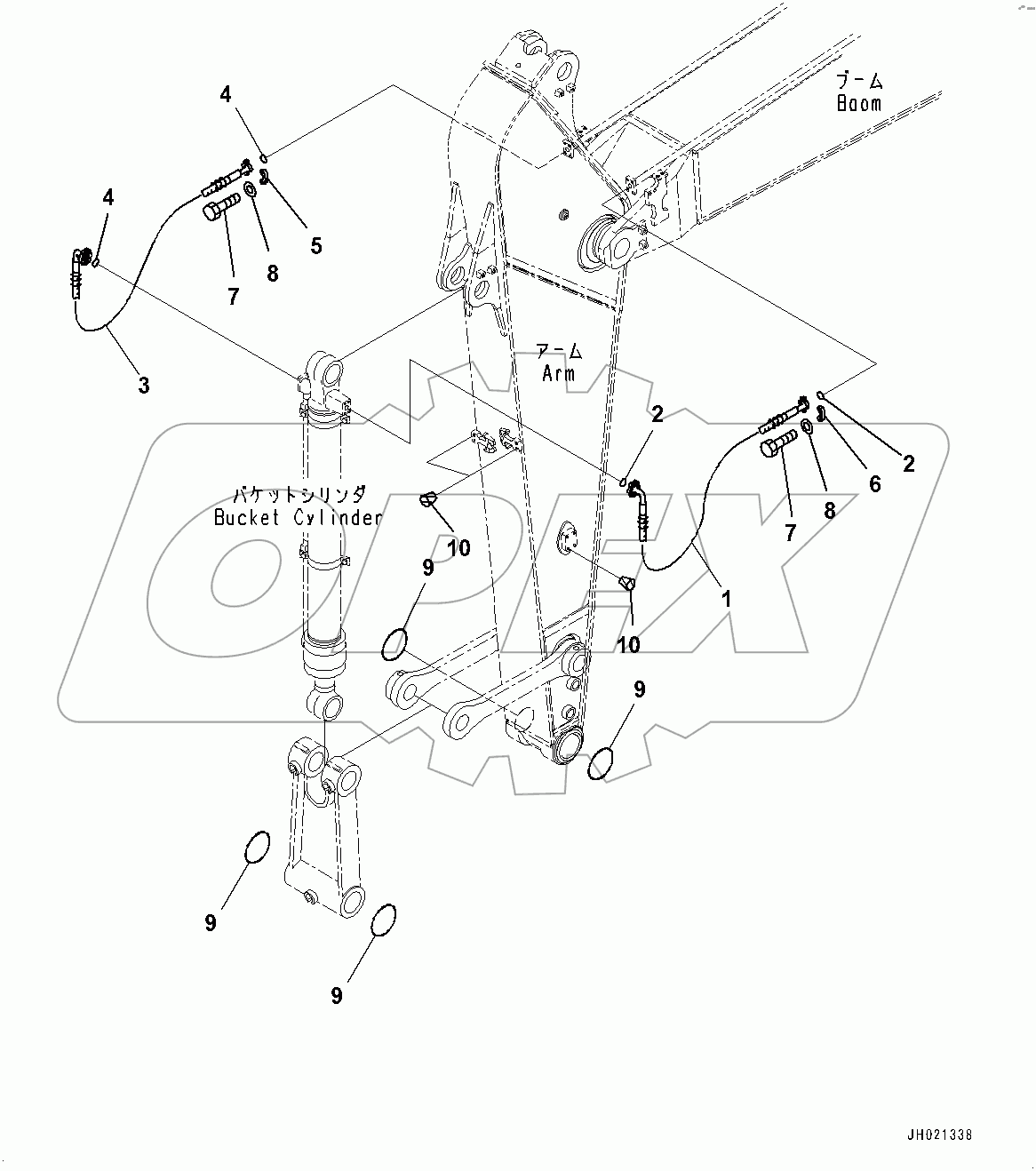 Arm, Bucket Cylinder Hose (#100001-)