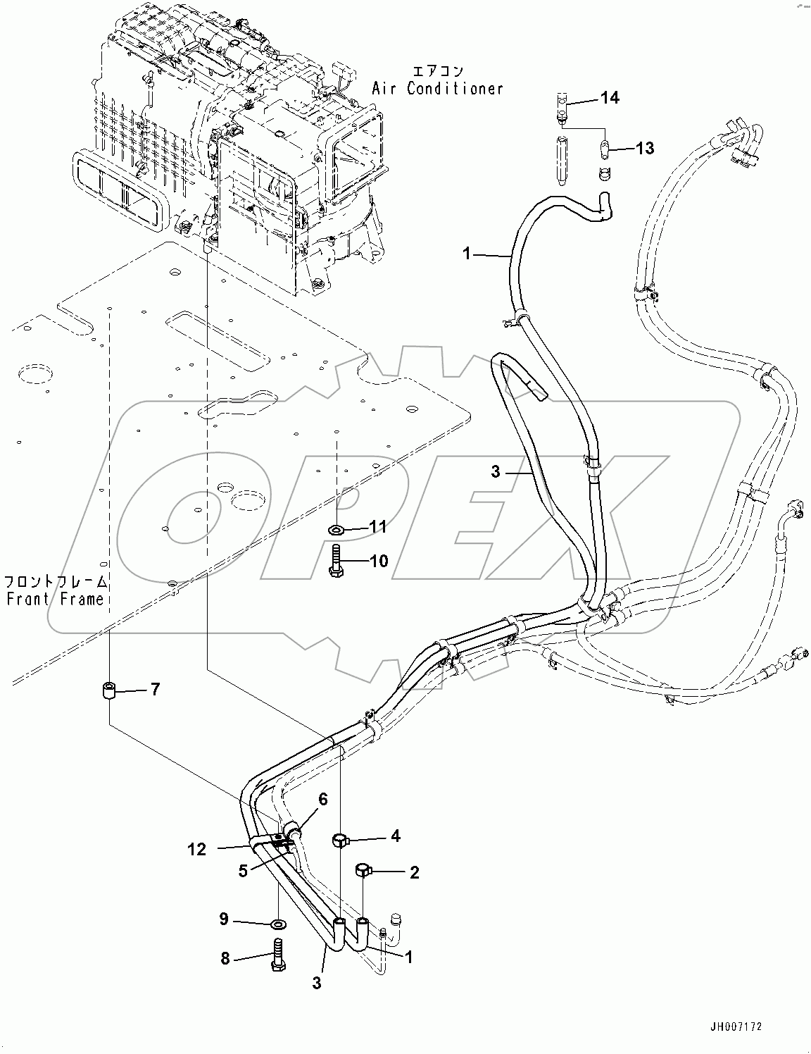  Cab, Floor, Heater Piping (#100027-)