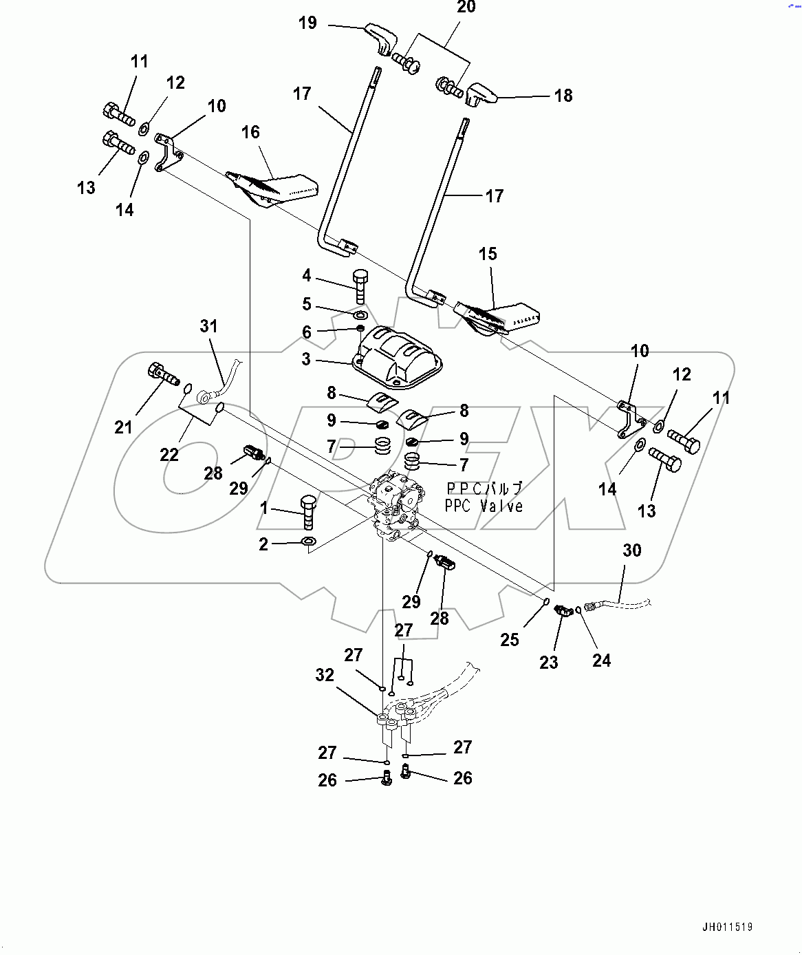  Cab, Travel Control Lever (#100027-)
