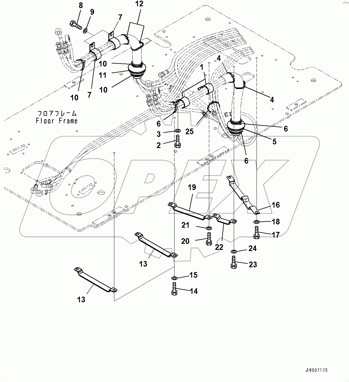  Cab, Floor, Piping Mounting (#100001-)