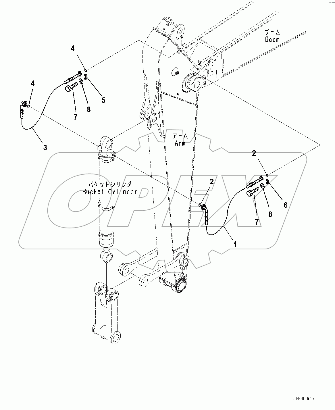  Arm, Bucket Cylinder Hose (#100001-)