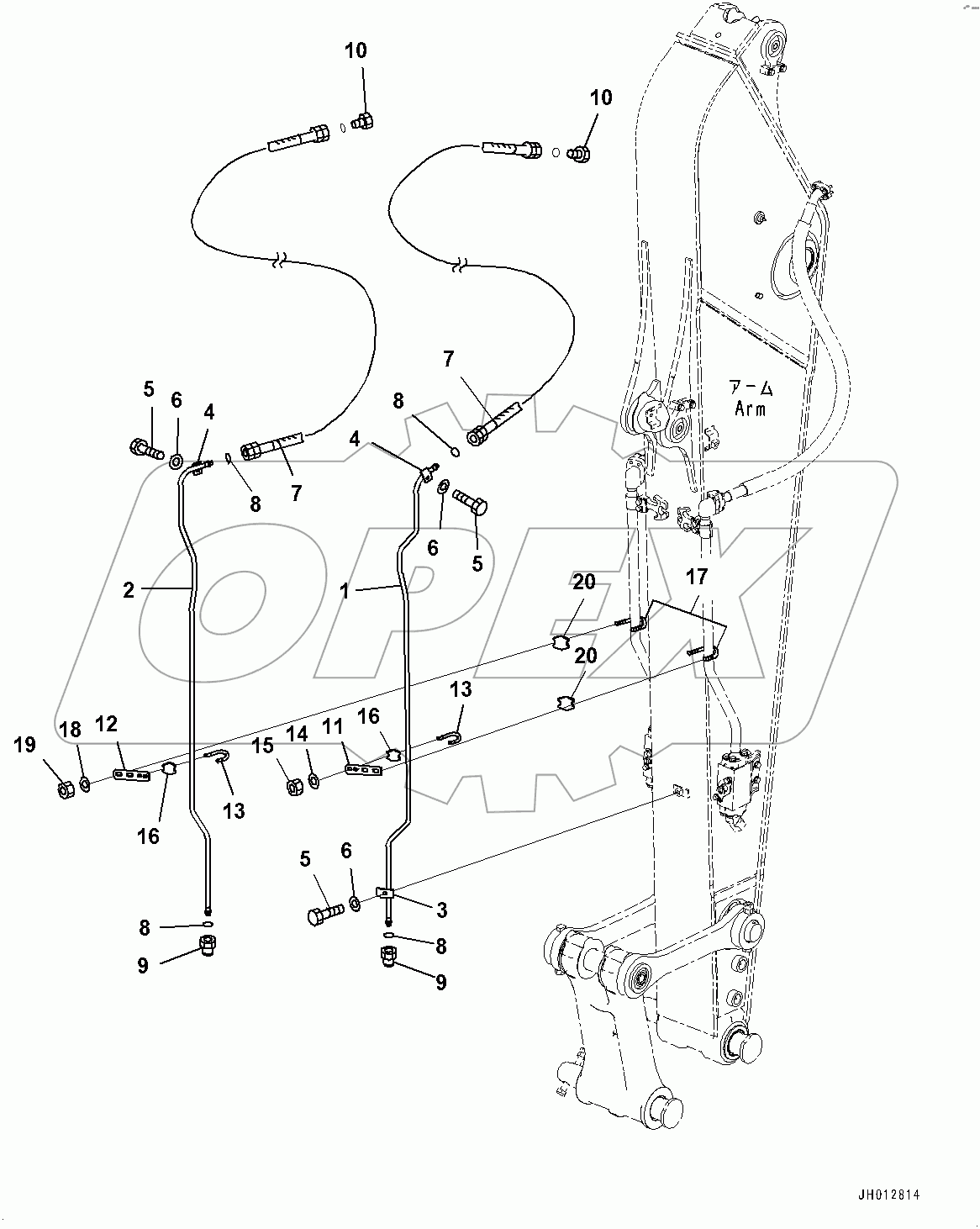  Arm, Quick Coupler Piping (#100001-)