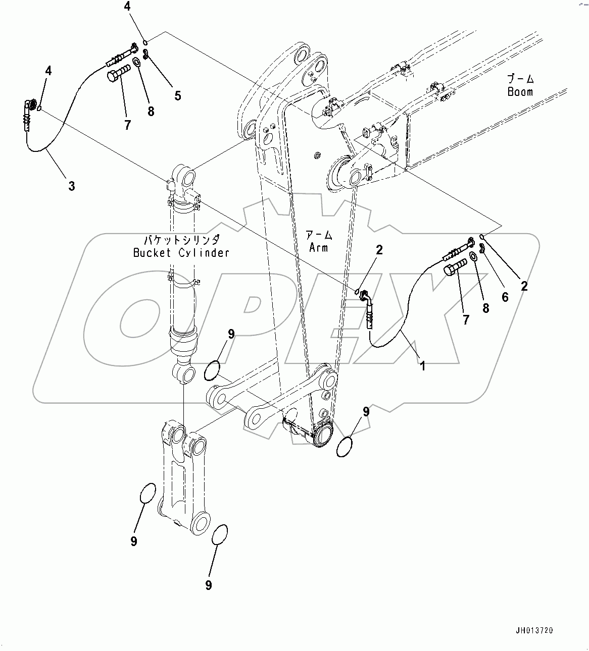  Arm, Bucket Cylinder Hose (#100001-)