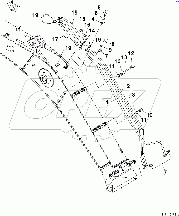  BOOM (ARM CYLINDER PIPING)(#40001-47616)