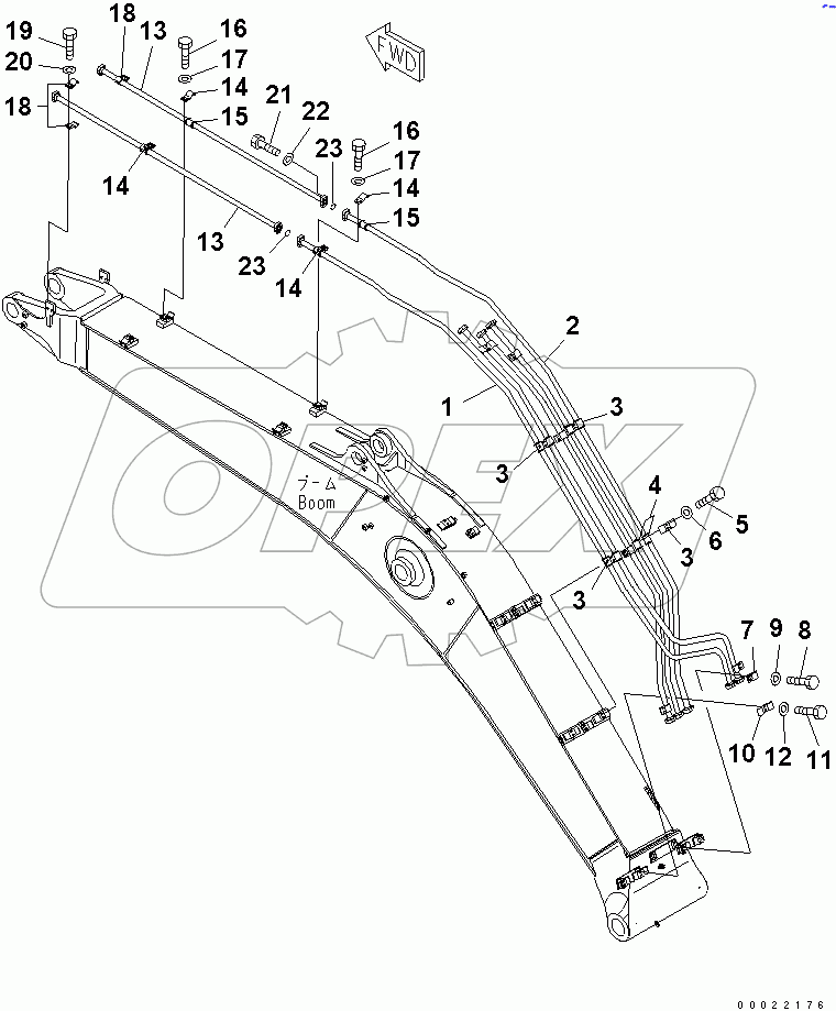  BOOM (BUCKET CYLINDER PIPING)(#40607-)