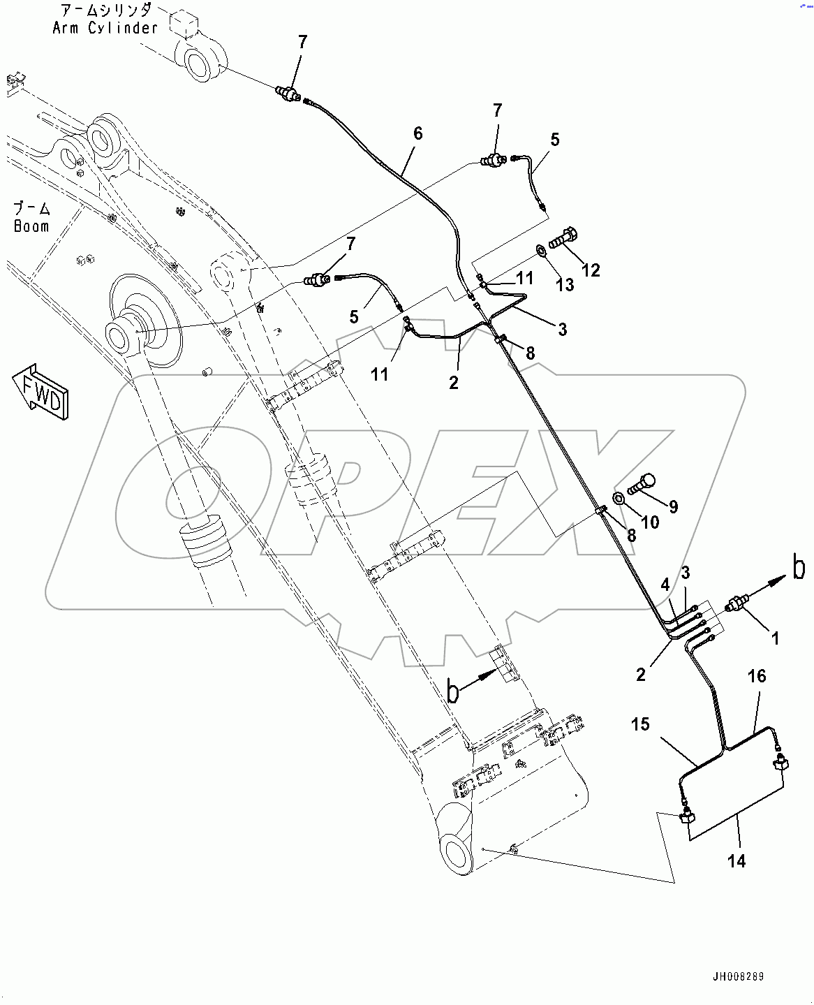  Boom, Lubrication Piping (#80001-)