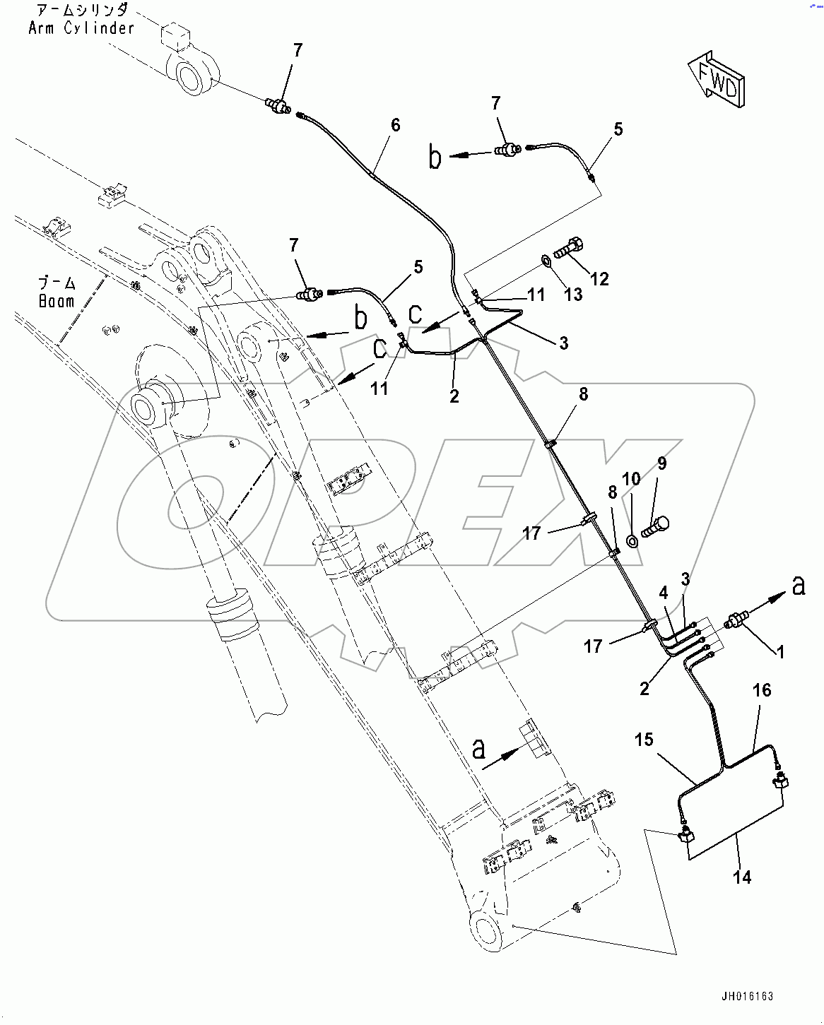  Boom, Lubrication Piping (#80001-)