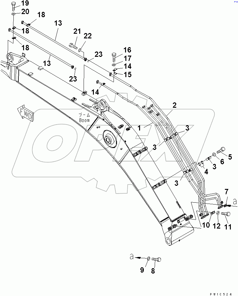  BOOM (BUCKET CYLINDER PIPING)(#40001-40606)