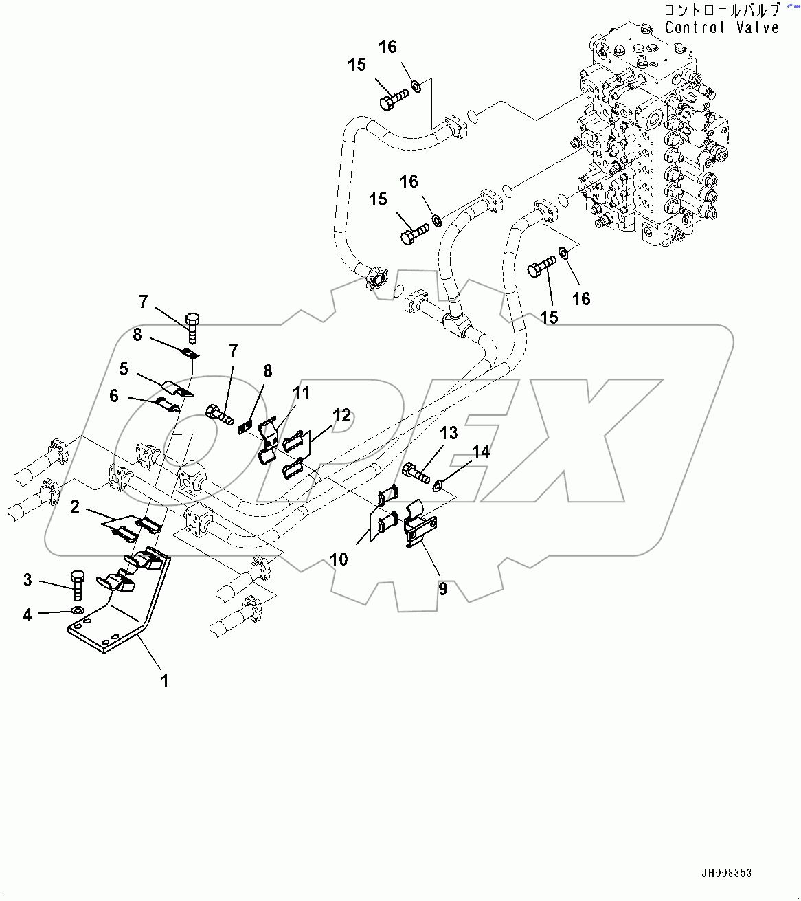  Boom Piping, Bracket and Clamp (#80001-)