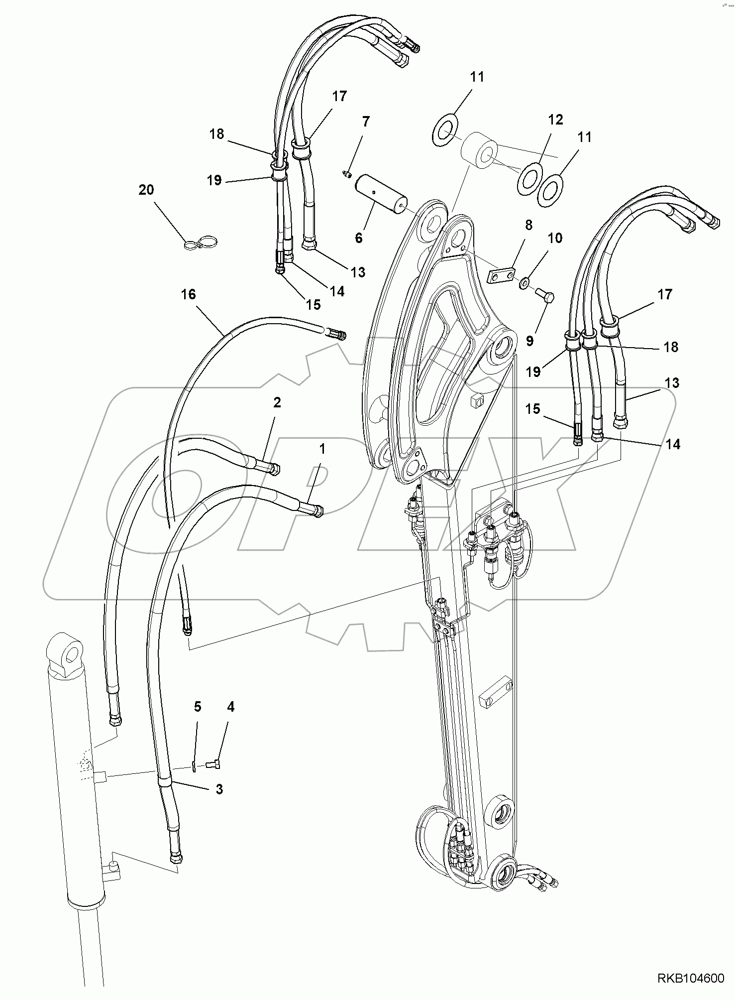  ARM, 1240MM, 3-ATTACHMENT, PIN AND PIPING