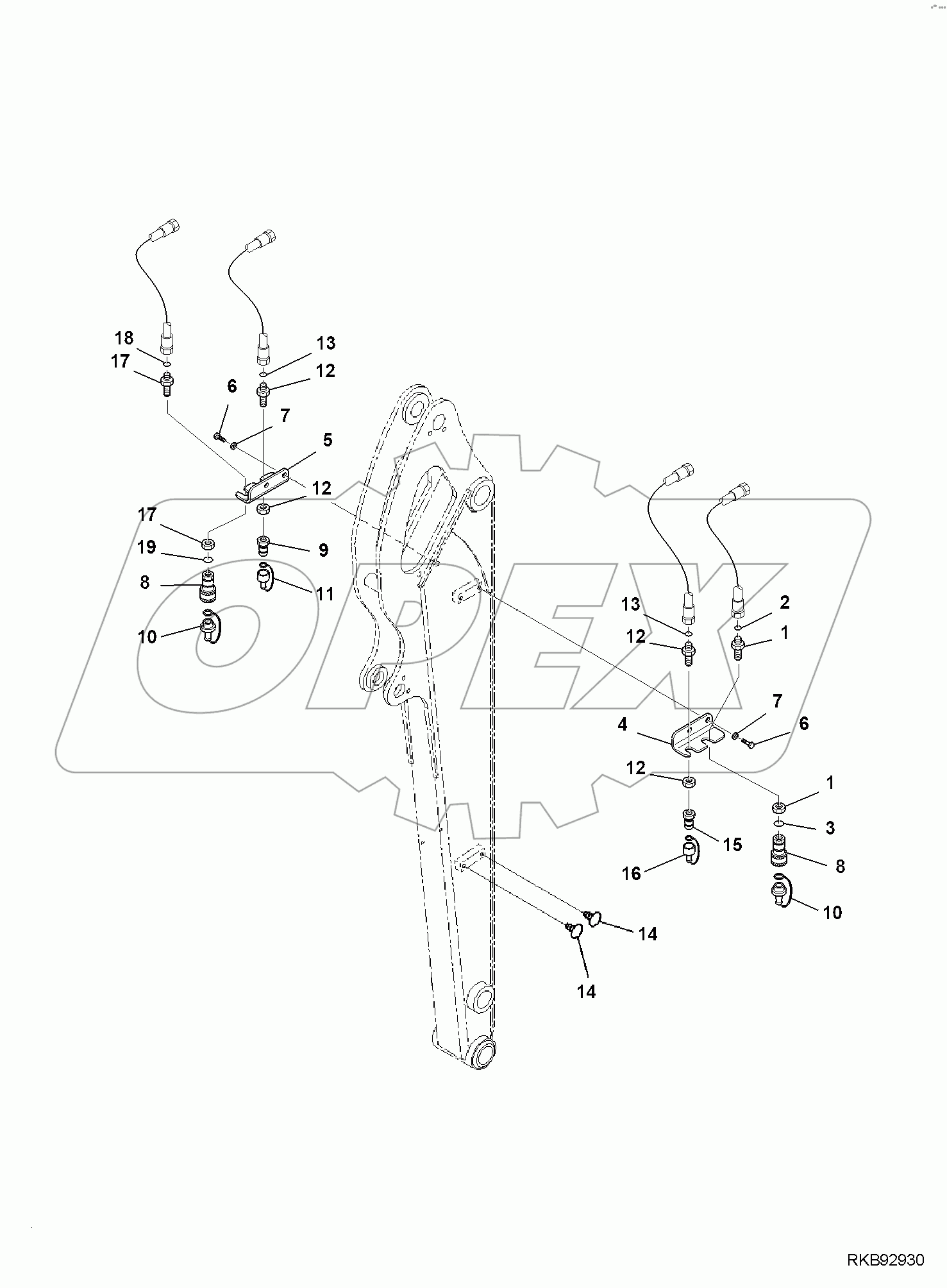  ARM, 1610MM, 2-ATTACHMENT, ADDITIONAL PIPING