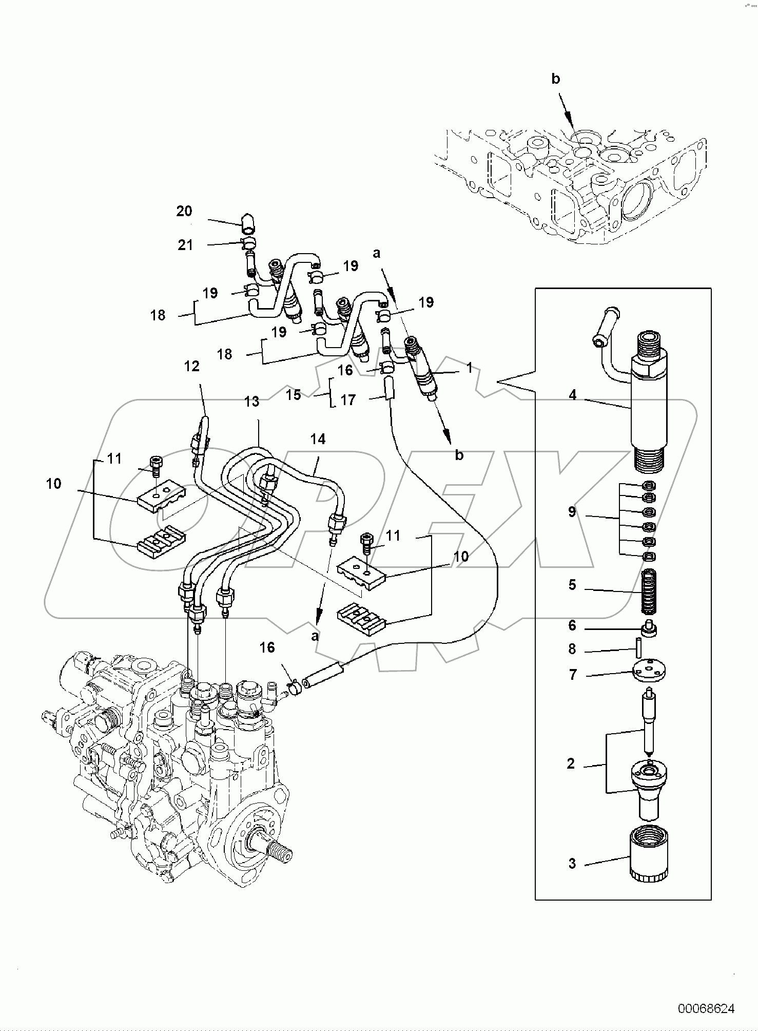  ENGINE, FUEL NOZZLE AND SPILL HOSE