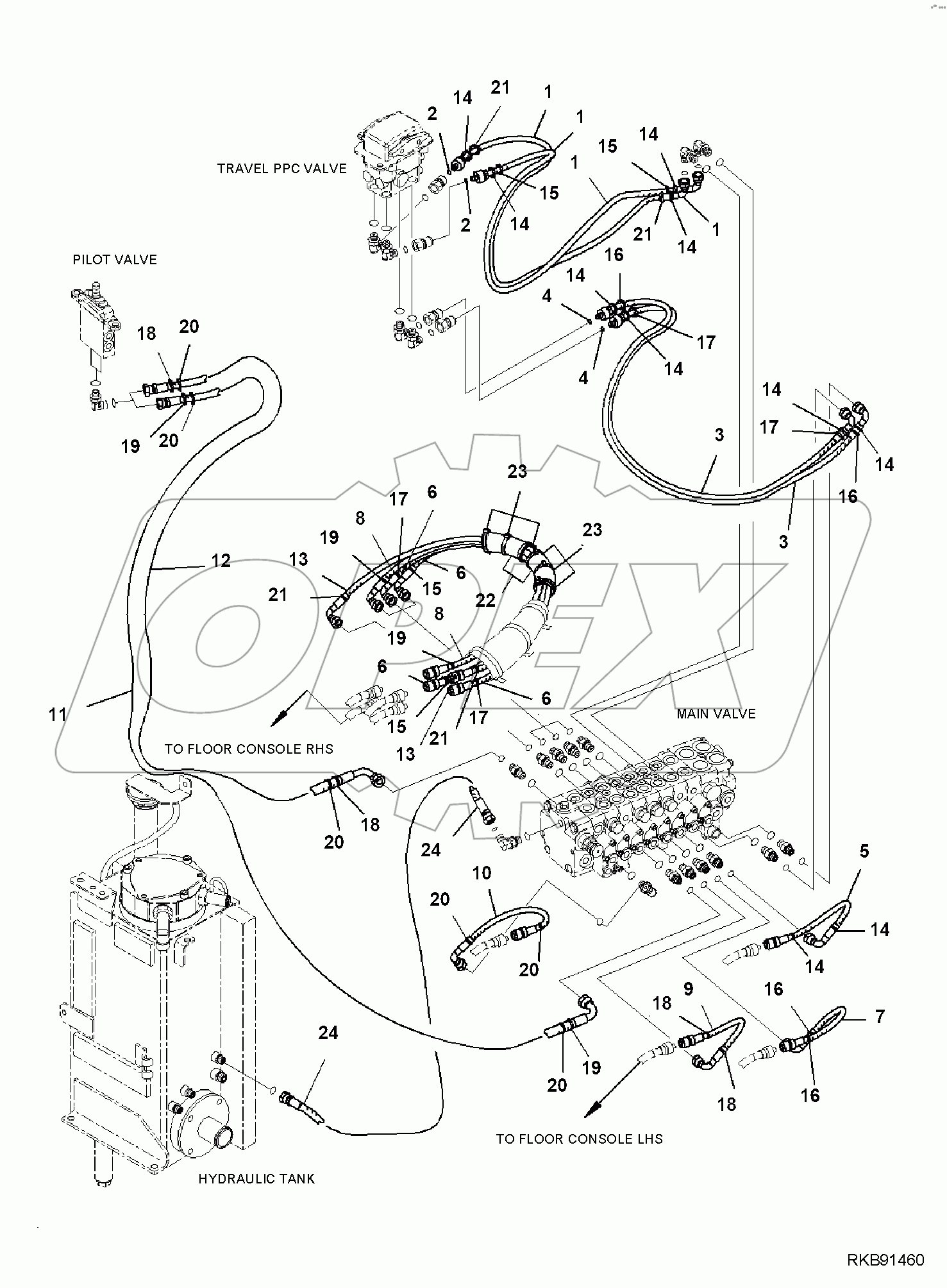  MAIN CONTROL VALVE, 2-ATTACHMENT, PPC PIPING