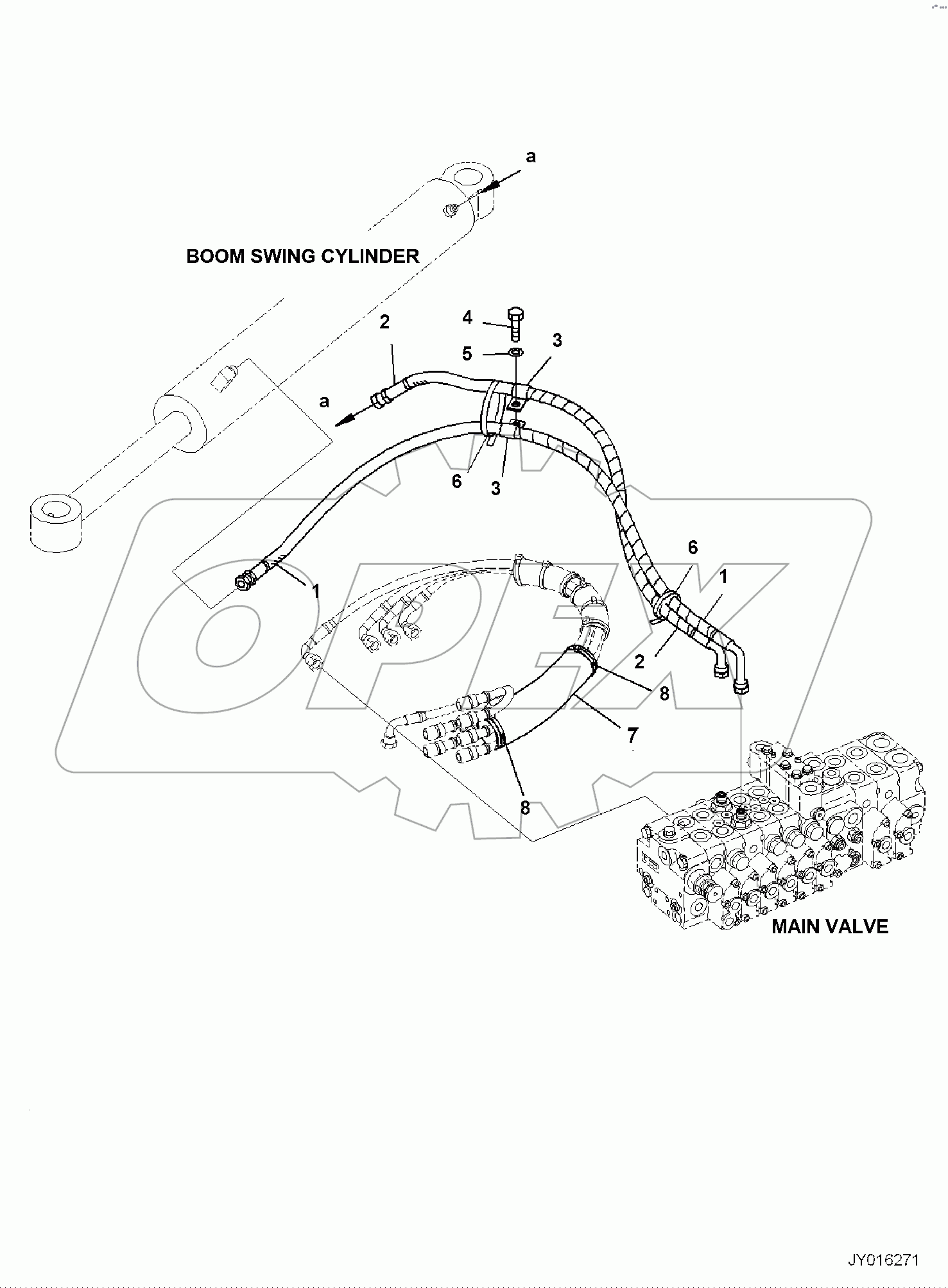  ACTUATOR CIRCUIT, BOOM SWING CYLINDER PIPING