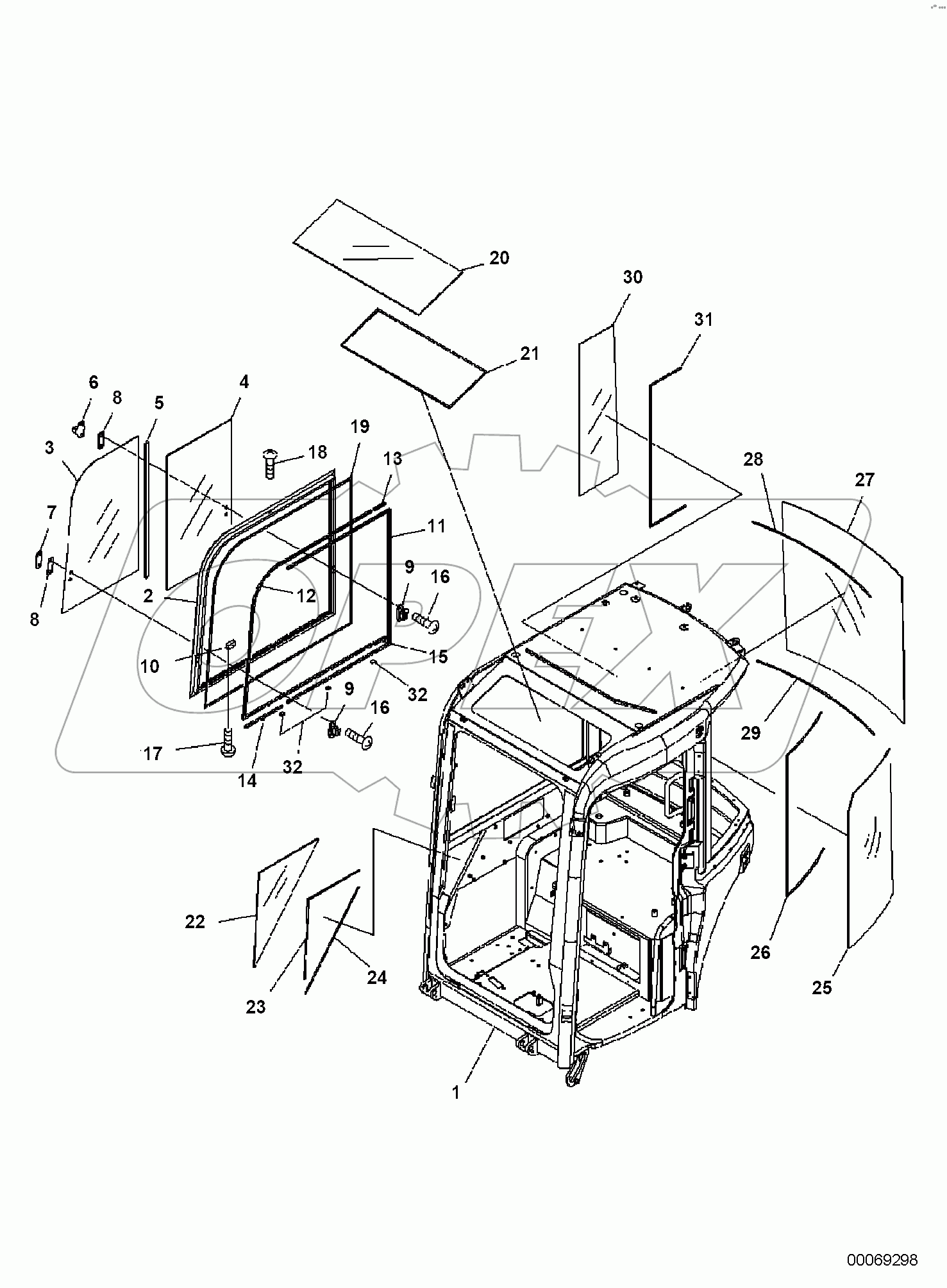  CAB, 1-ATTACHMENT, CAB BODY AND WINDOW