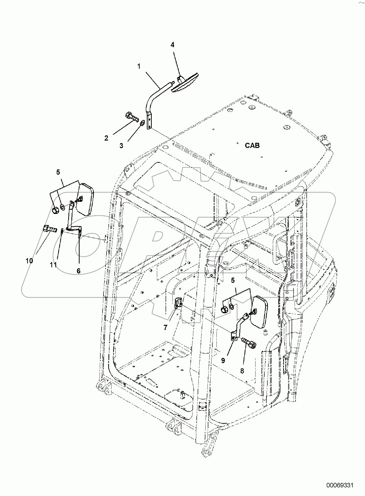  CAB, 1-ATTACHMENT, REARVIEW MIRROR