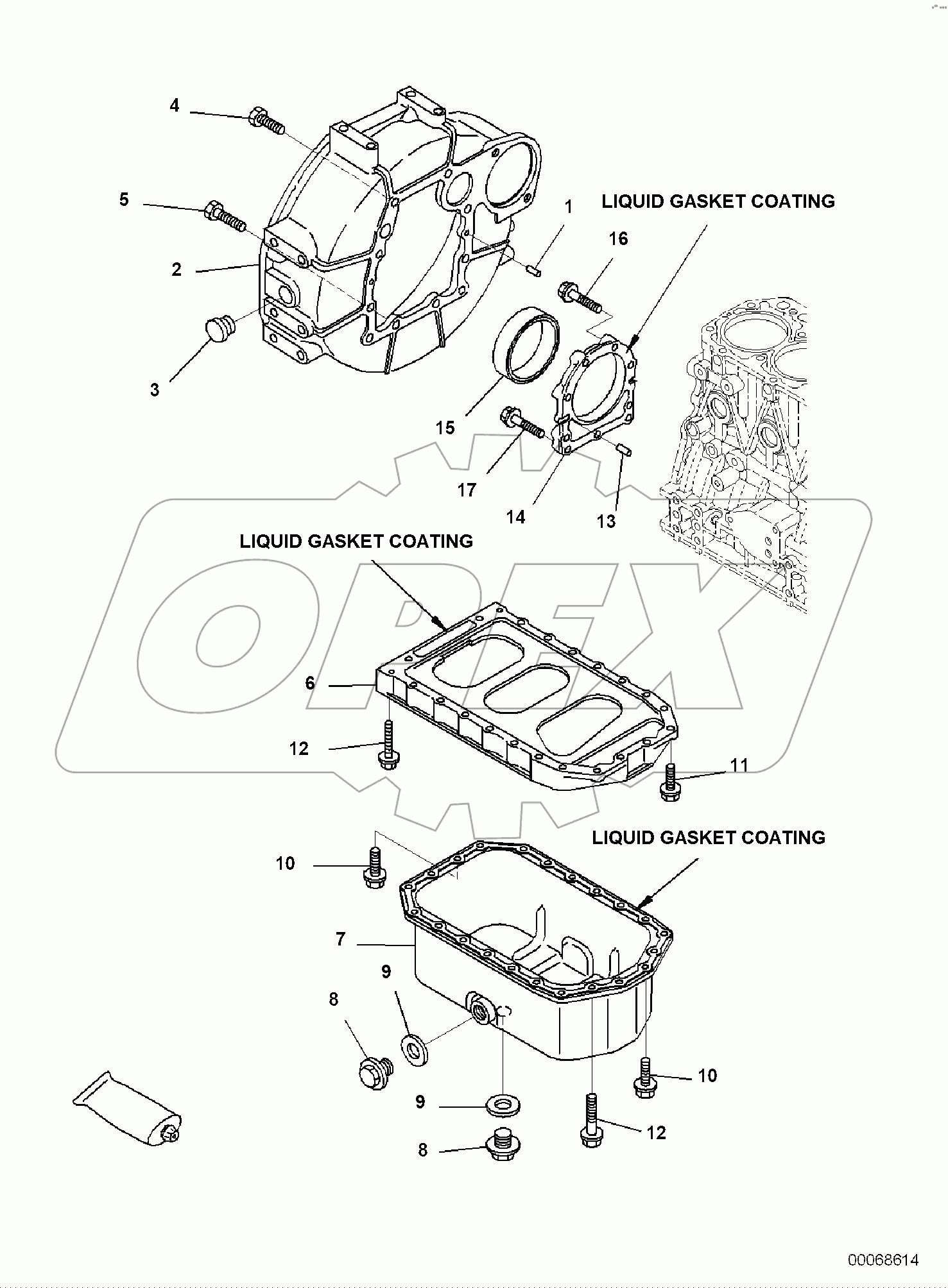  ENGINE, FLYWHEEL HOUSING AND OIL PAN
