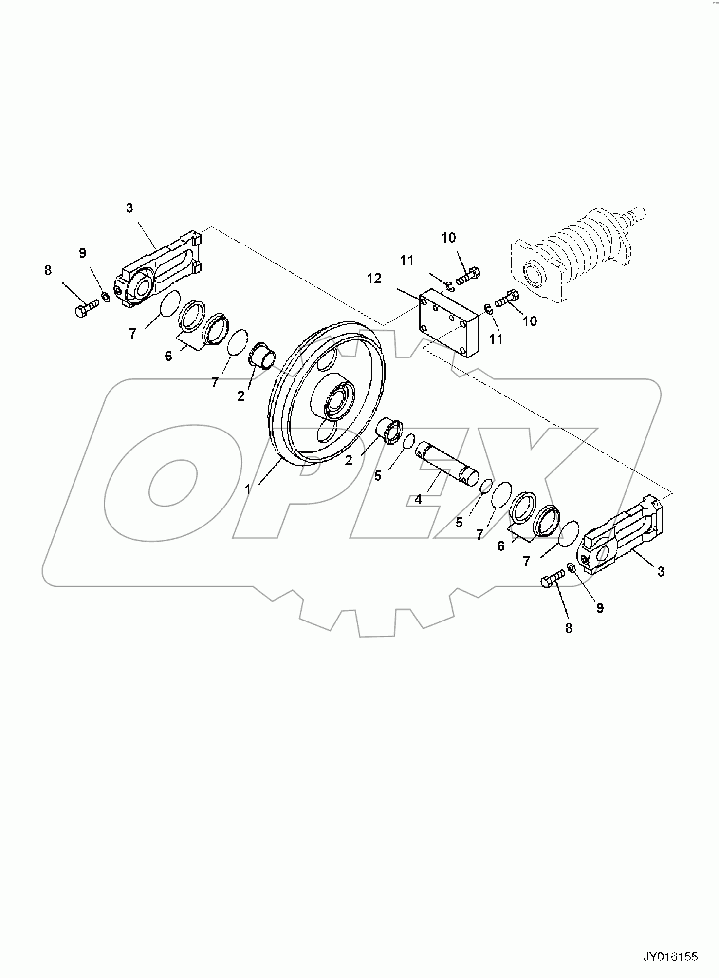  TRACK FRAME, FRONT IDLER